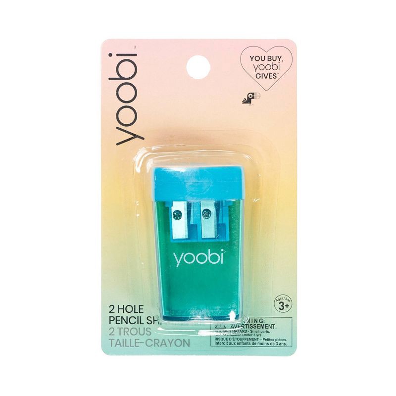 slide 1 of 5, Two Hole Pencil Sharpener Aqua - Yoobi™, 1 ct