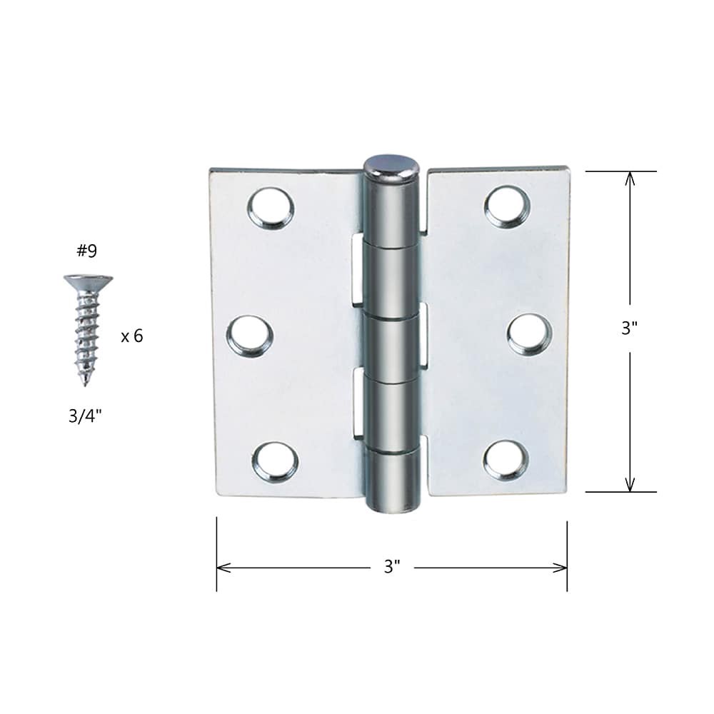 slide 4 of 6, RELIABILT 3-in H Square Silver Mortise Interior/Exterior Door Hinge, 1 ct