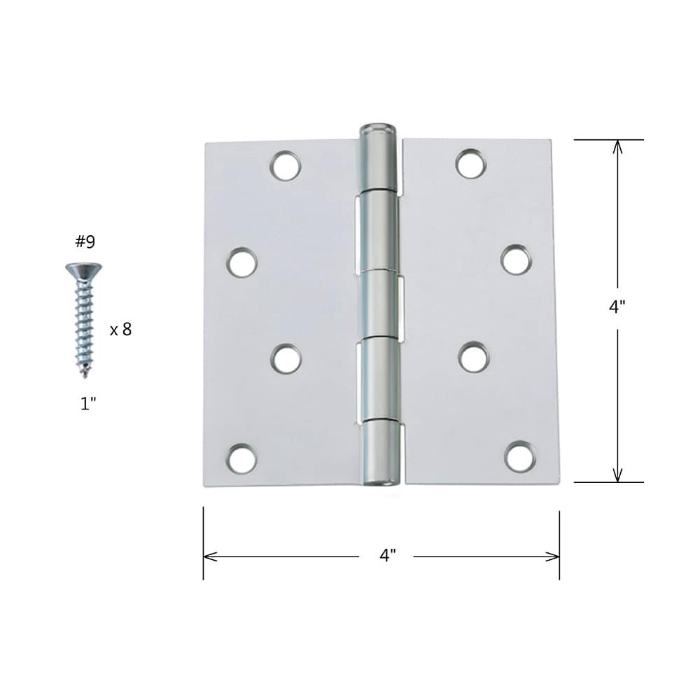 slide 4 of 6, RELIABILT 4-in H Square Silver Mortise Interior/Exterior Door Hinge, 1 ct