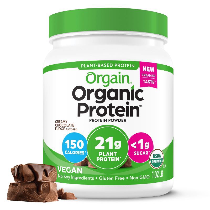 slide 1 of 8, Orgain Organic Vegan Plant Based Protein Powder - Creamy Chocolate Fudge - 16.32oz, 16.32 oz