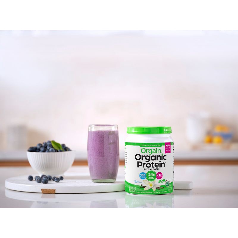 slide 7 of 8, Orgain Organic Vegan Plant Based Protein Powder - Vanilla Bean - 16.32oz, 16.32 oz