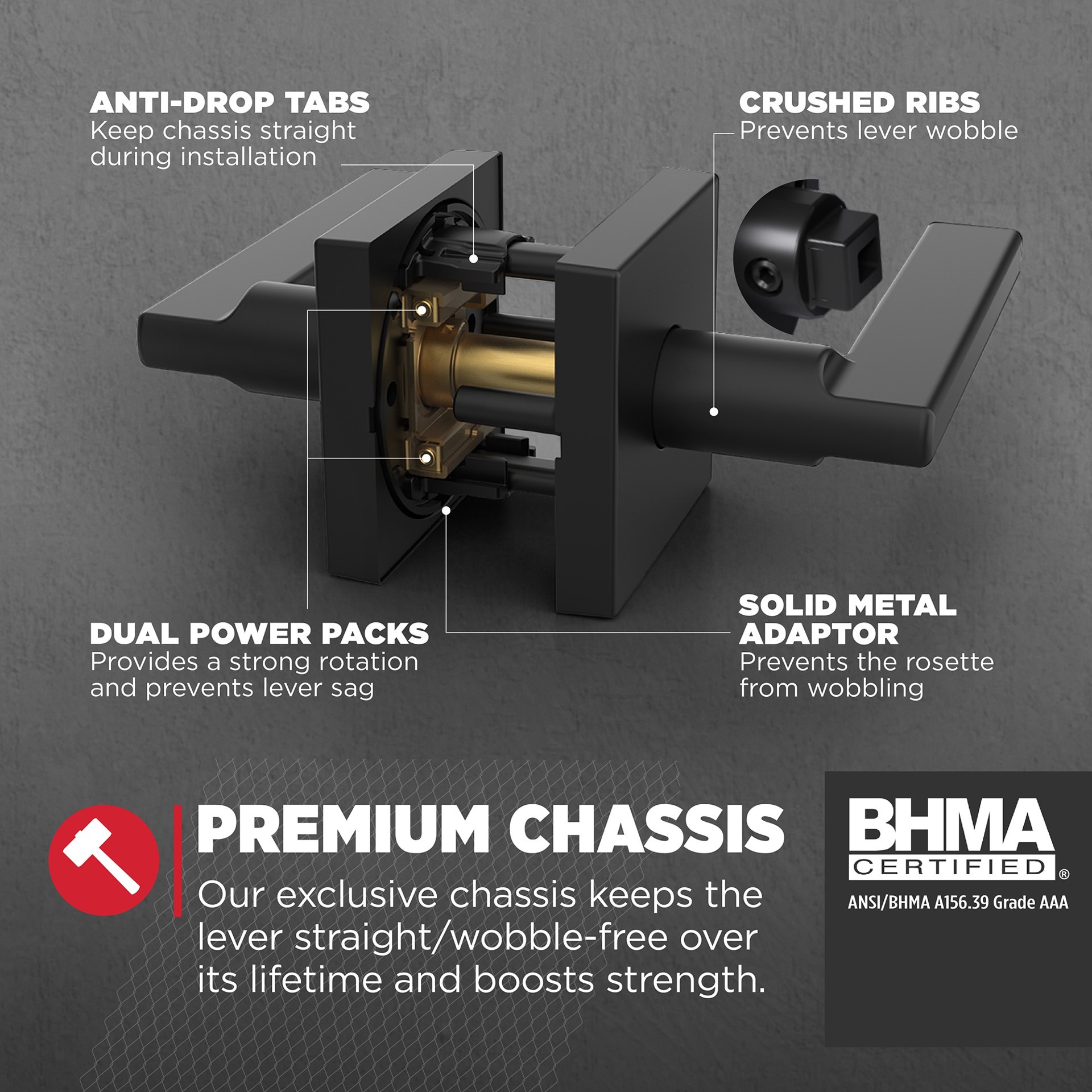 slide 4 of 6, Kwikset Signature Series Halifax Square Matte Black Interior or Hall/Closet Passage Door Handle, 1 ct