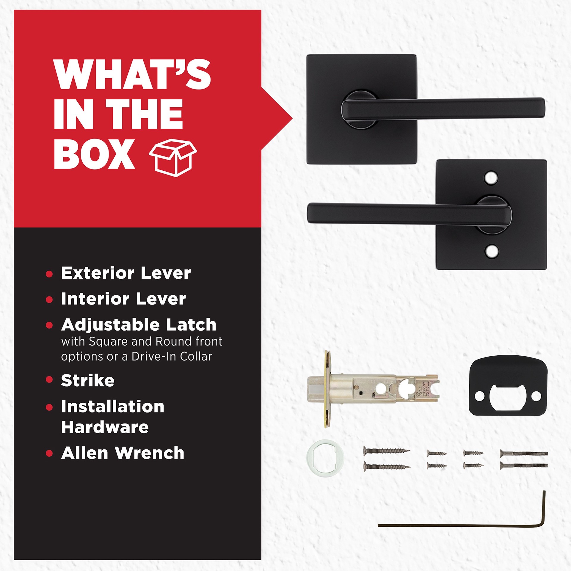 slide 6 of 6, Kwikset Signature Series Halifax Square Matte Black Interior or Hall/Closet Passage Door Handle, 1 ct