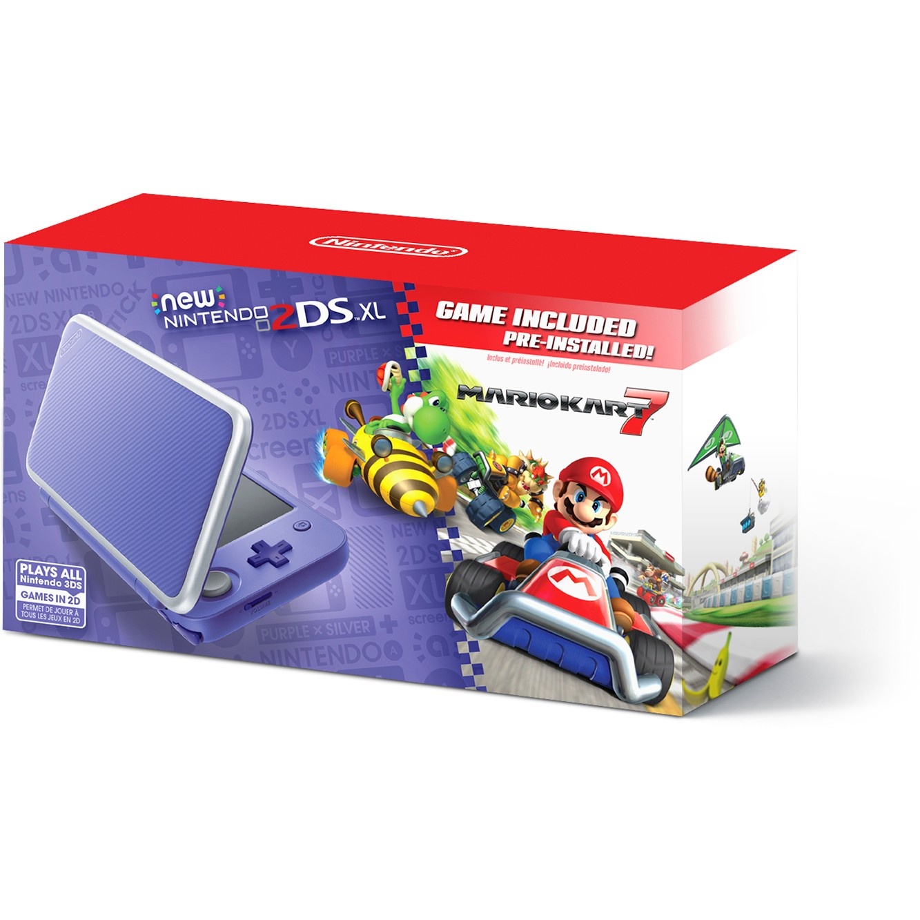 slide 1 of 6, Nintendo 2DS XL with Mario Kart 7 - Purple/Silver, 1 ct