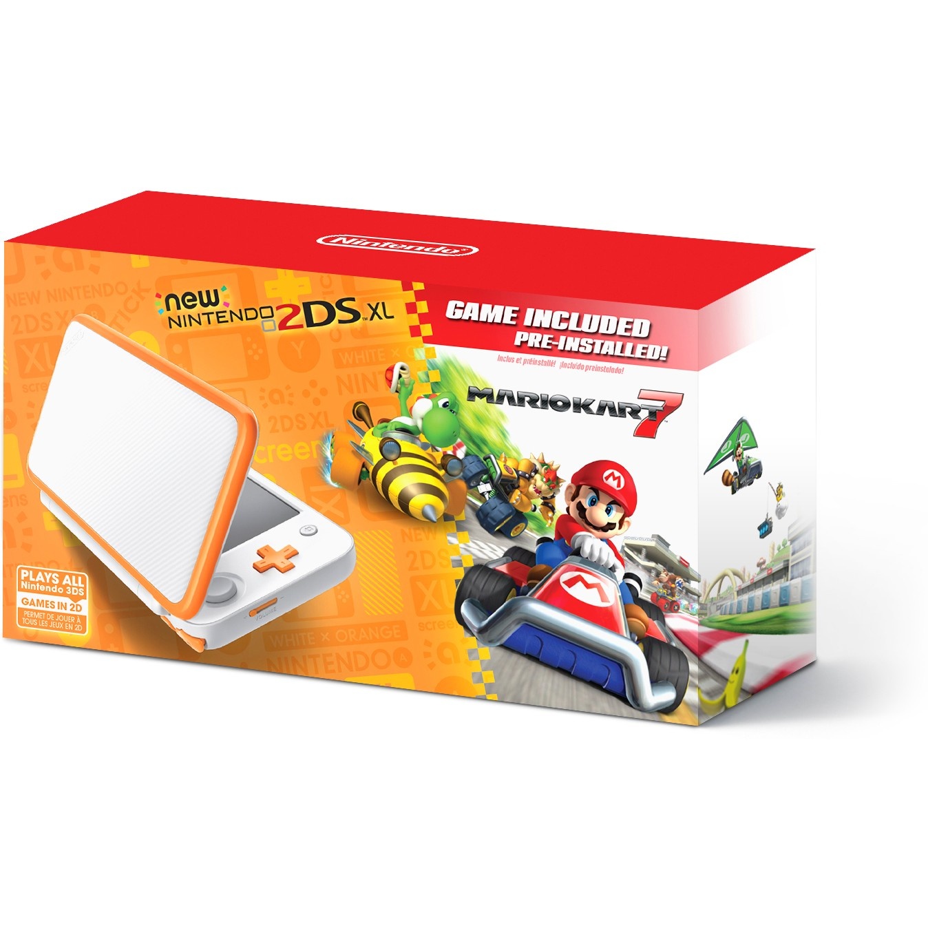 slide 1 of 6, Nintendo 2DS Xl with Mario Kart 7 - Orange/White, 1 ct