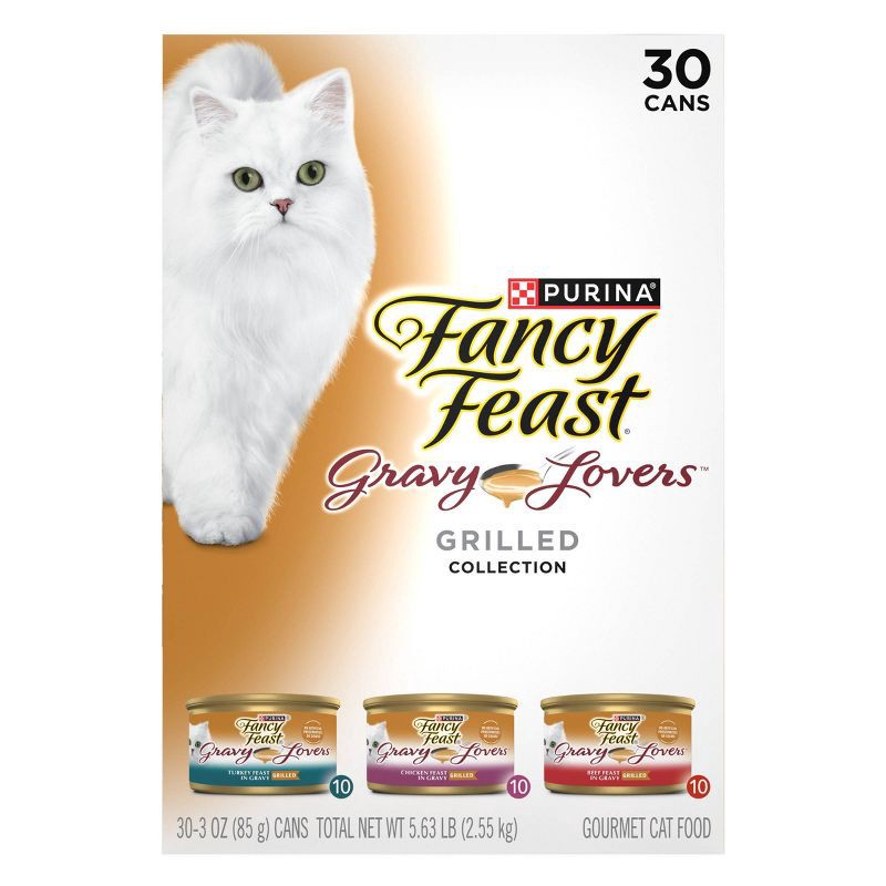 slide 5 of 7, Purina Fancy Feast Gravy Lovers Variety Pack Chicken, Turkey & Beef Flavor Wet Cat Food Cans - 3oz/30ct, 3 oz, 30 ct