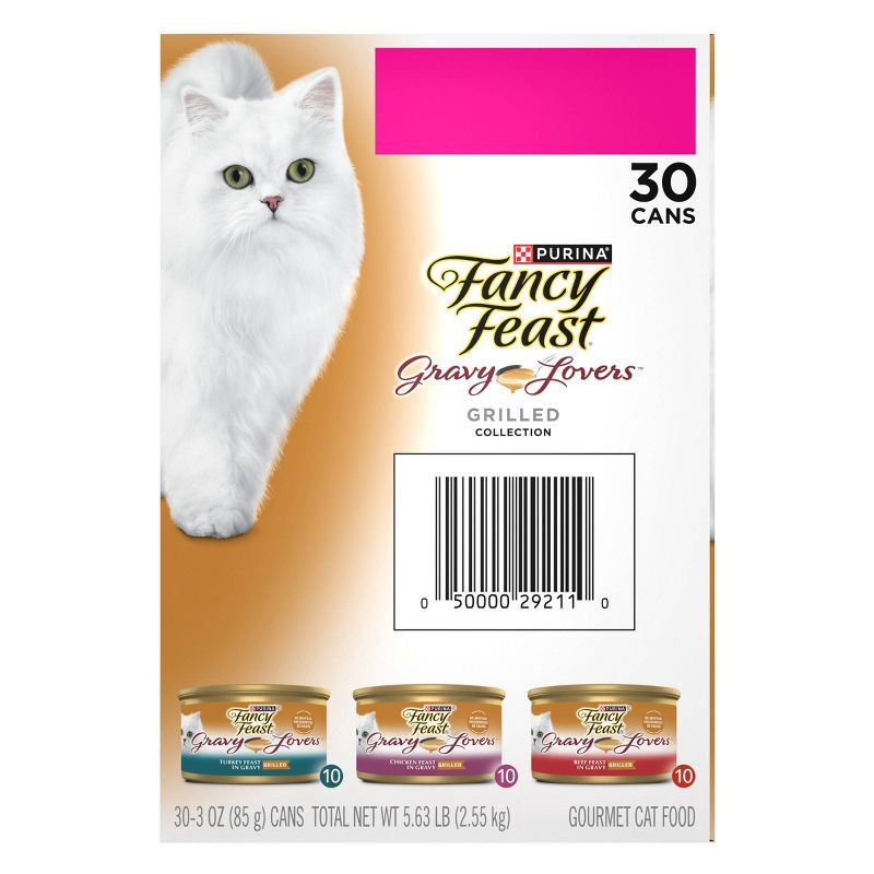 slide 6 of 8, Purina Fancy Feast Gravy Lovers Variety Pack Chicken, Turkey & Beef Flavor Wet Cat Food Cans - 3oz/30ct, 3 oz, 30 ct