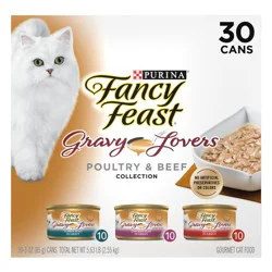 Purina Fancy Feast Gravy Lovers Variety Pack Chicken, Turkey & Beef Flavor Wet Cat Food Cans - 3oz/30ct