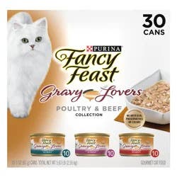 Purina Fancy Feast Gravy Lovers Variety Pack Chicken, Turkey & Beef Flavor Wet Cat Food Cans - 3oz/30ct