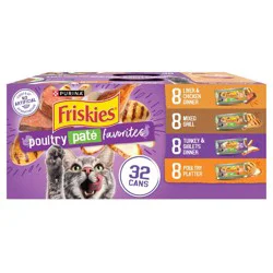Purina Friskies Paté with Liver and Turkey Flavor Wet Cat Food Poultry Favorites - 5.5oz/32ct Variety Pack
