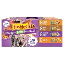 Purina Friskies Paté with Liver and Turkey Flavor Wet Cat Food Poultry Favorites - 5.5oz/32ct Variety Pack