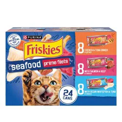 Purina Friskies Seafood Prime Filets with Chicken, Beef and Seafood Wet Cat Food - 5.5oz/24ct Variety Pack