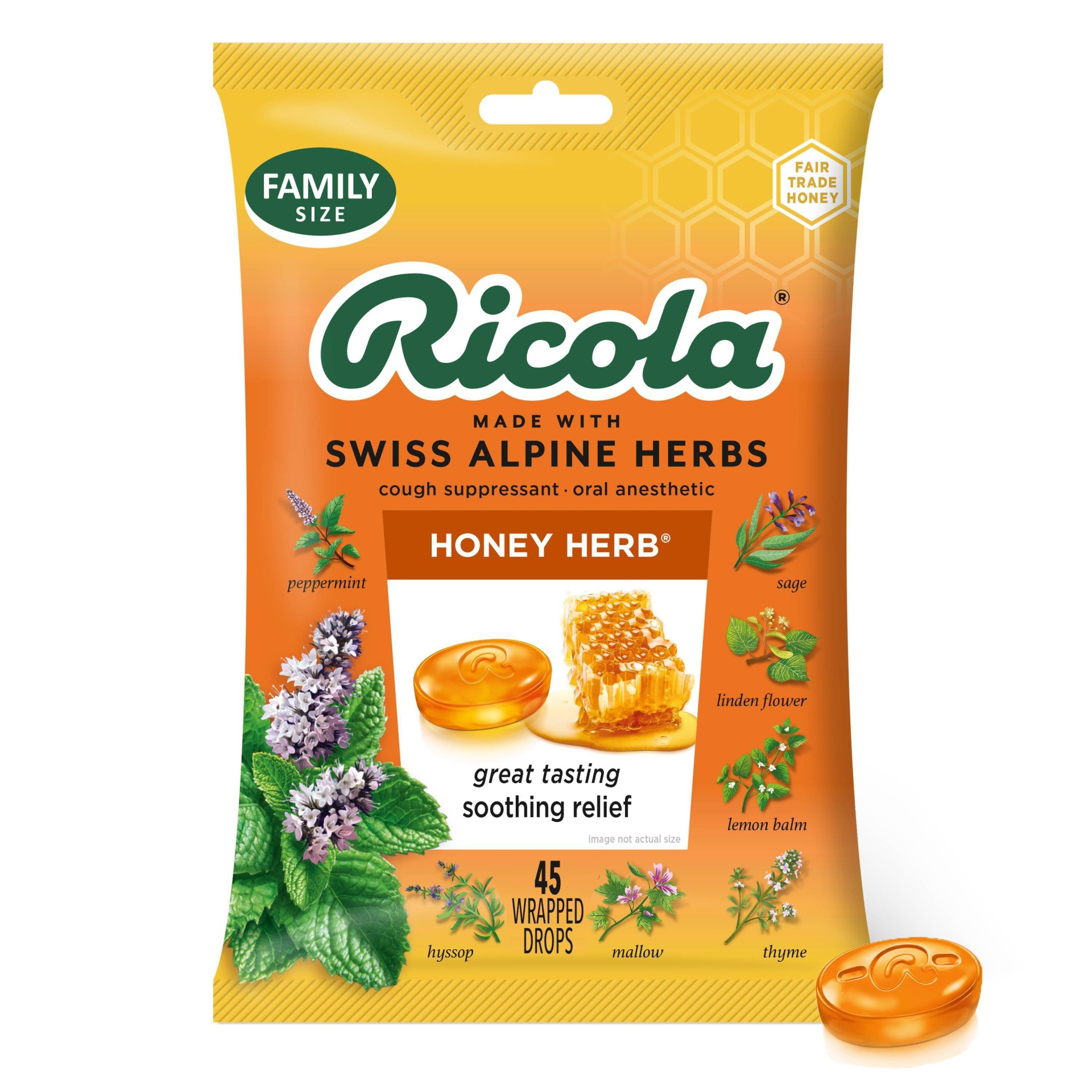 slide 1 of 5, Ricola Cough Drops - Honey Herb - 45ct, 45 ct