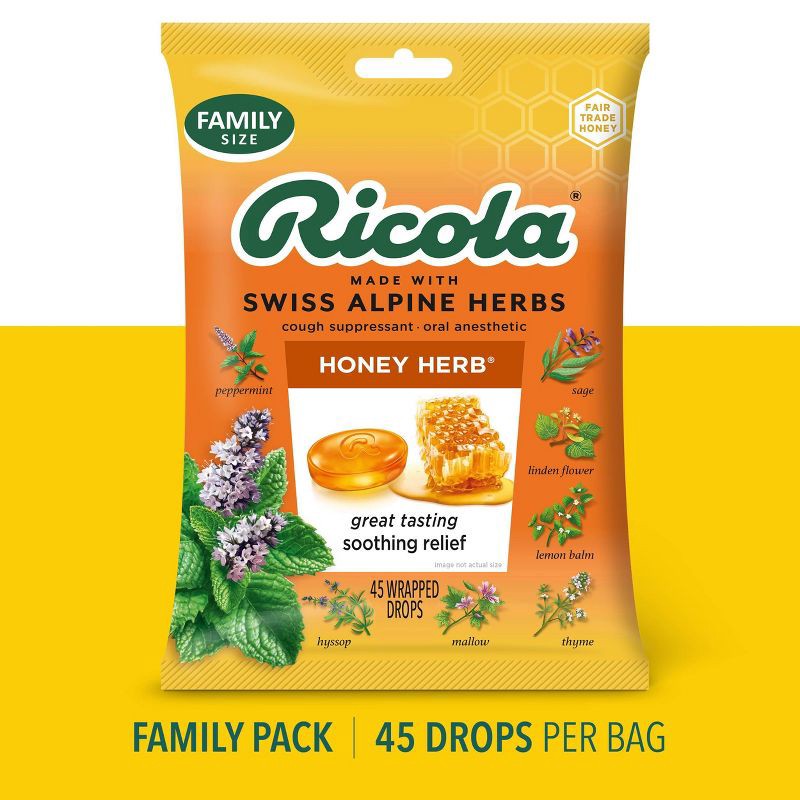 slide 3 of 8, Ricola Cough Drops - Honey Herb - 45ct, 45 ct