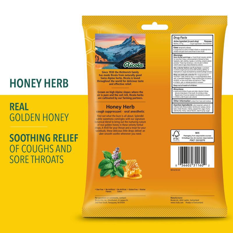 slide 4 of 8, Ricola Cough Drops - Honey Herb - 45ct, 45 ct