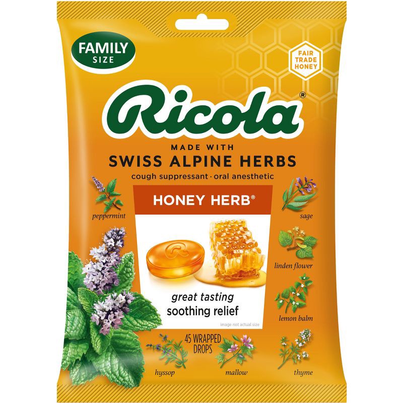 slide 1 of 10, Ricola Cough Drops - Honey Herb - 45ct, 45 ct