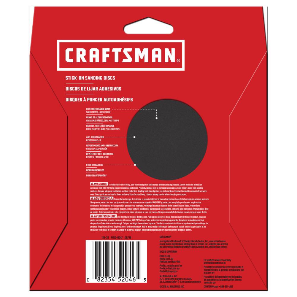 slide 2 of 3, CRAFTSMAN 6 In PSA Cer Discs 120 Grit 10pk 10 -Piece Ceramic alumina 120 -Grit Disc Sandpaper, 1 ct
