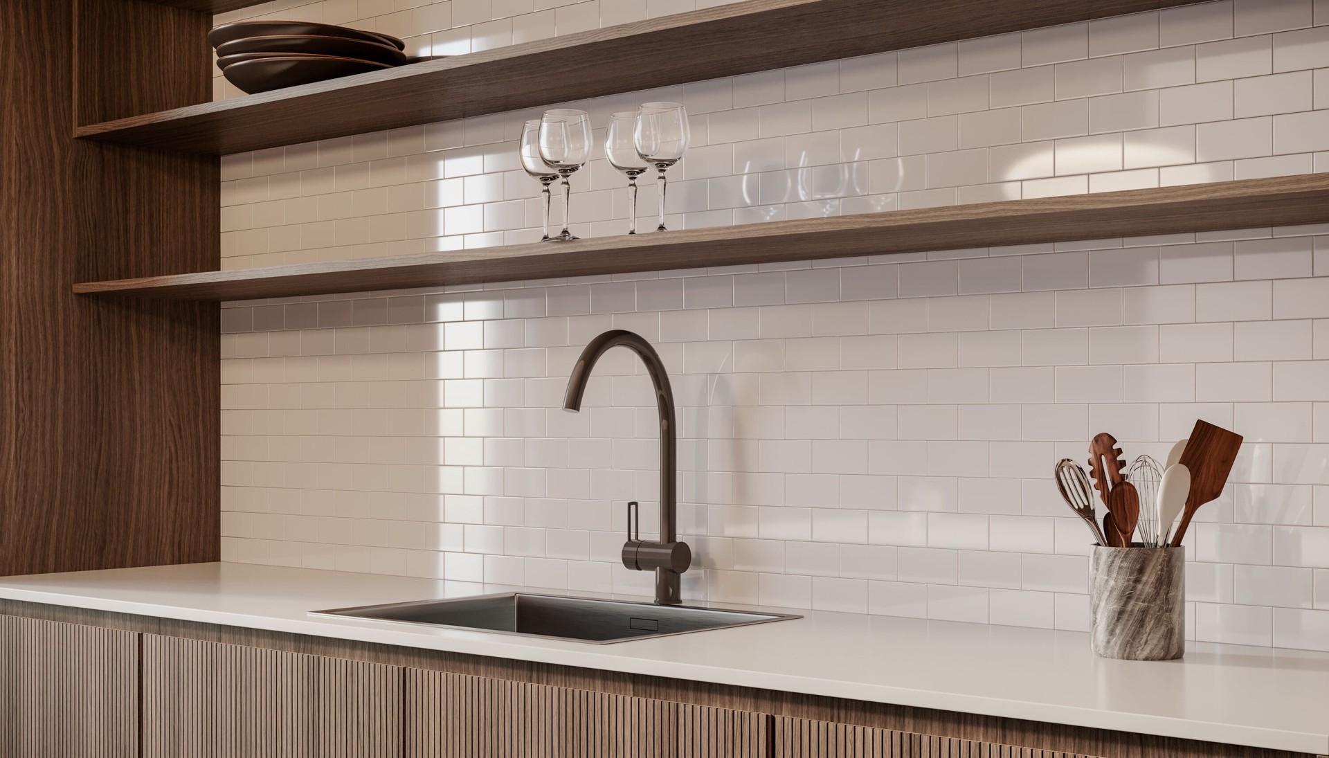 slide 5 of 6, Satori Hudson Brilliant White 12-in x 12-in Glossy Porcelain Subway Mosaic Wall Tile ( 0.74-sq ft Piece ), 1 ct