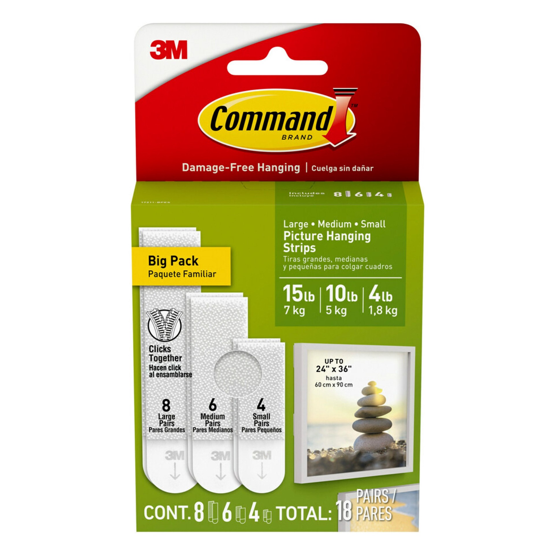 slide 1 of 6, Command Foam 15-lb Capacity Damage-free picture hanger 18 - Pack, 1 ct
