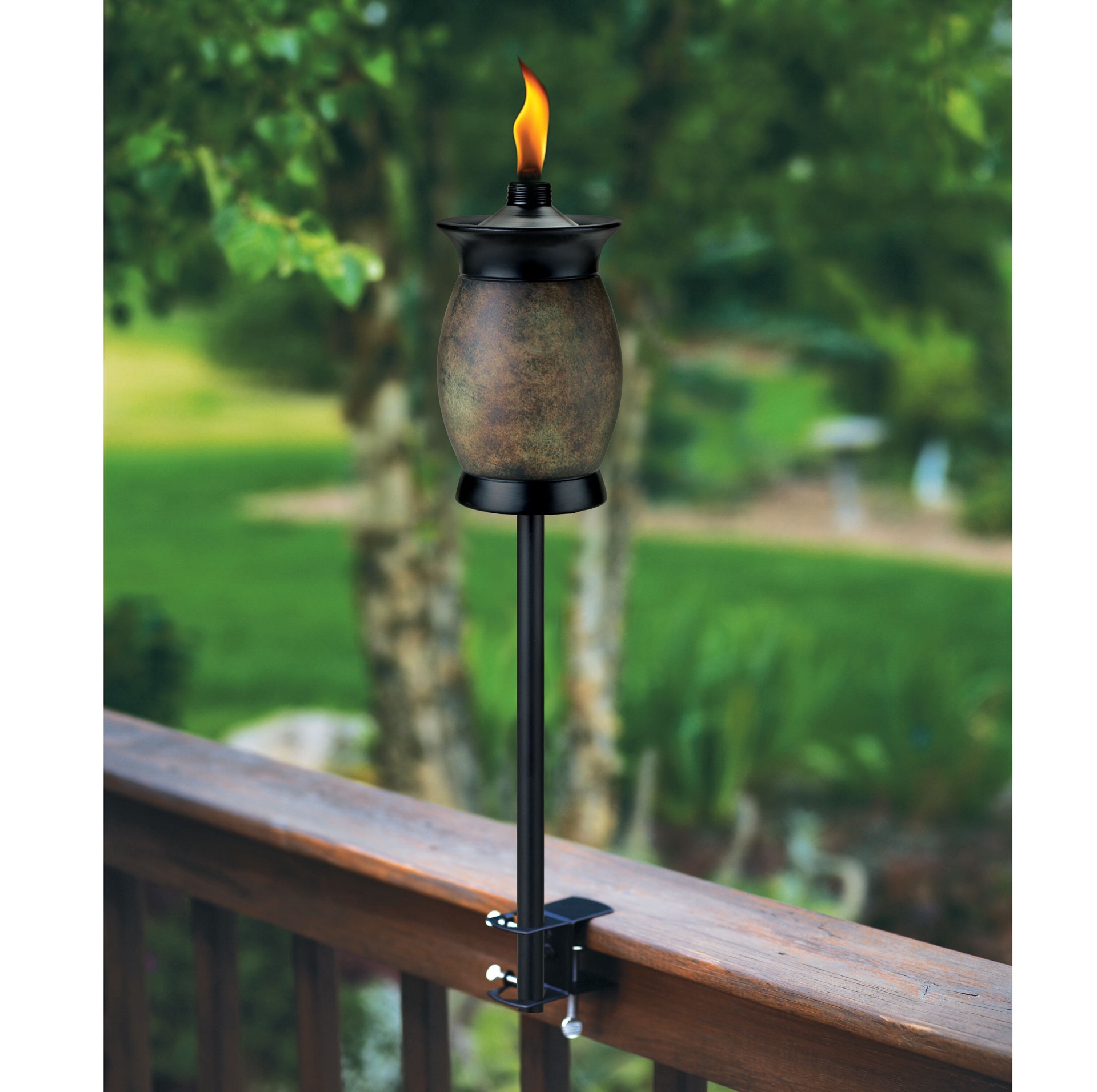 slide 3 of 3, TIKI Black Metal Torch Stand, 1 ct