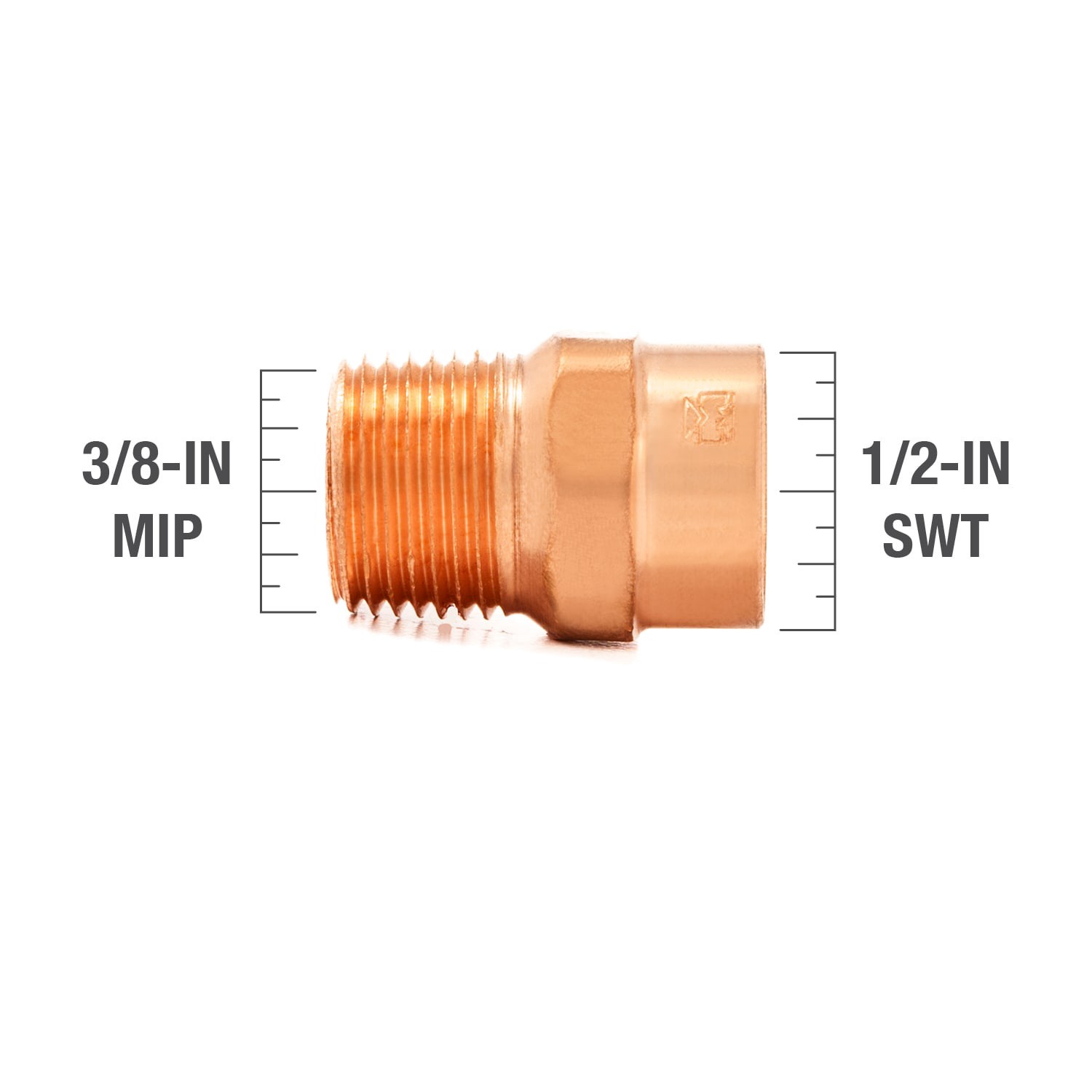 slide 3 of 6, Streamline 1/2-in x 3/8-in Copper Male Adapter, 1 ct