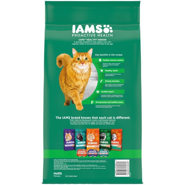 slide 3 of 5, Iams Proactive Health Healthy Senior Dry Cat Food With Chicken Cat Kibble, 7 lb