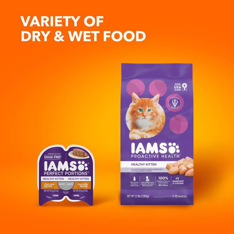 slide 9 of 10, IAMS Proactive Health with Chicken Kitten Premium Dry Cat Food - 7lbs, 7 lb
