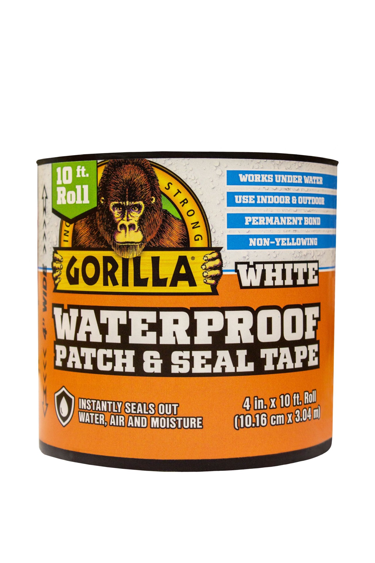 slide 1 of 6, Gorilla Waterproof Patch Seal White Waterproof Duct Tape 4-in x 10 Feet, 1 ct