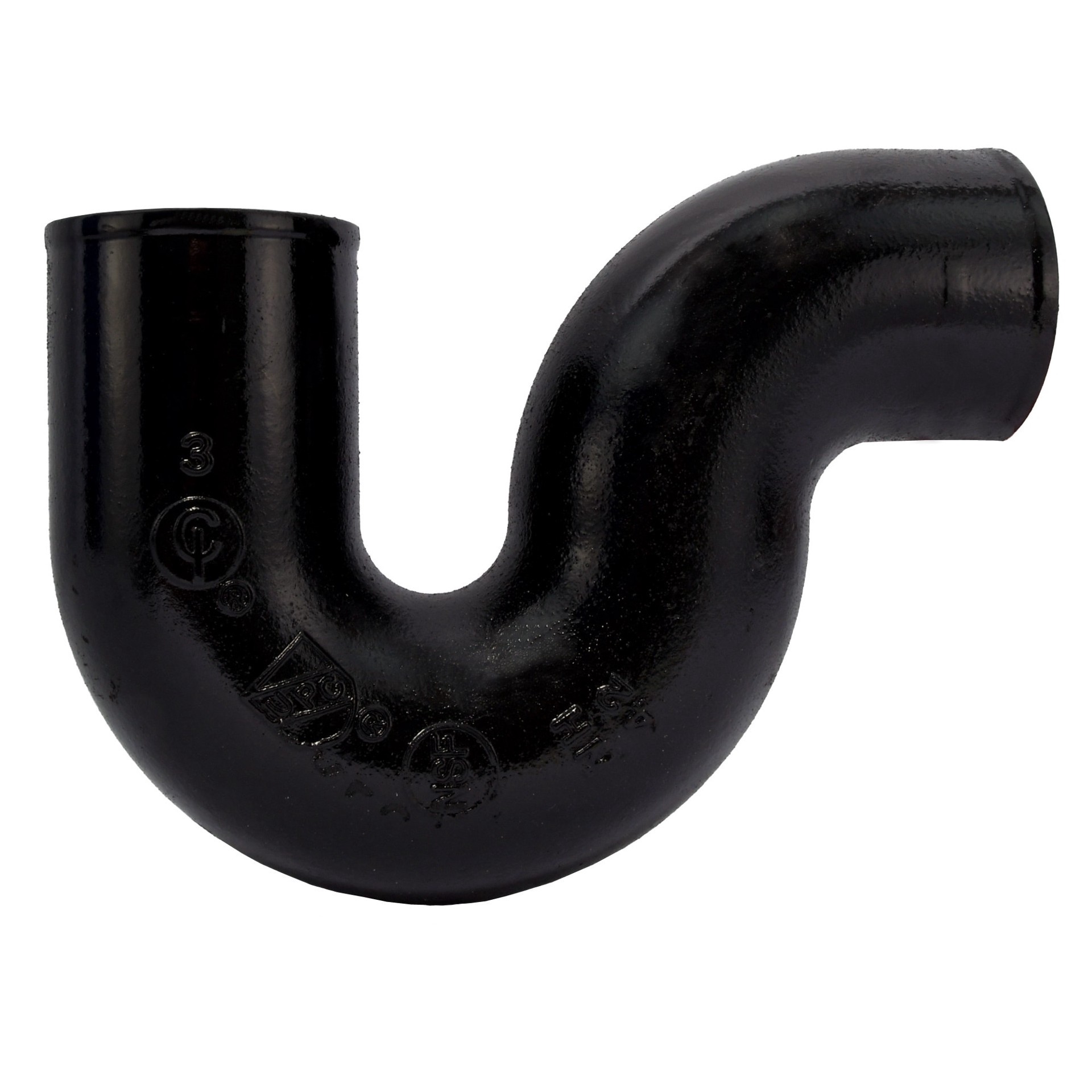 slide 3 of 6, Charlotte Pipe 4-in Black Cast Iron P-Trap for Non-Potable Water, NSF Safety Listed, DWV Application, Spigot Connection, 1 ct