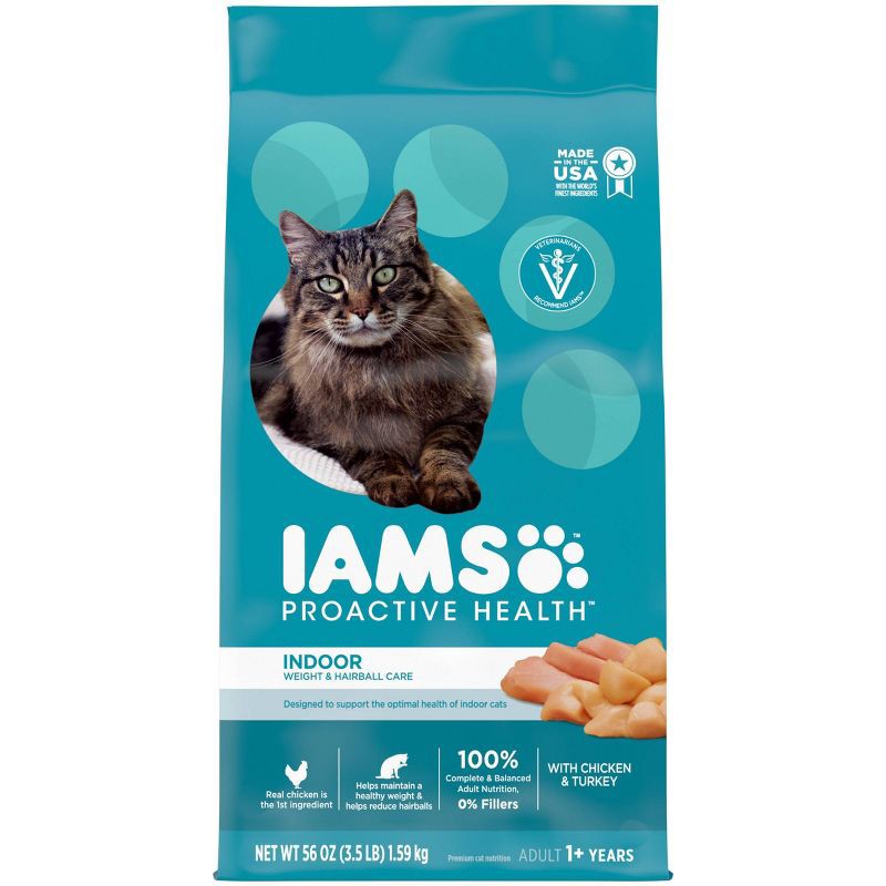 slide 1 of 10, IAMS Proactive Health Weight Control and Hairball Care with Chicken and Turkey Flavor Indoor Dry Cat Food - 3.5lbs, 3.5 lb