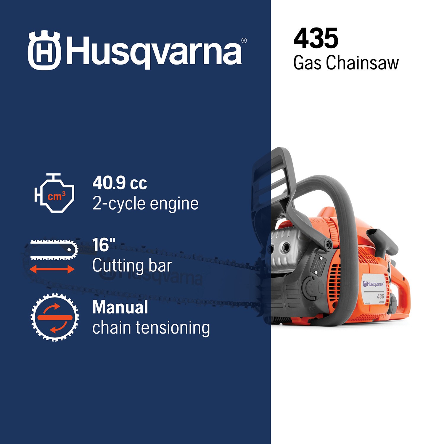 slide 2 of 6, Husqvarna 435 40.9-cc 2-cycle 16-in Gas Chainsaw, 1 ct