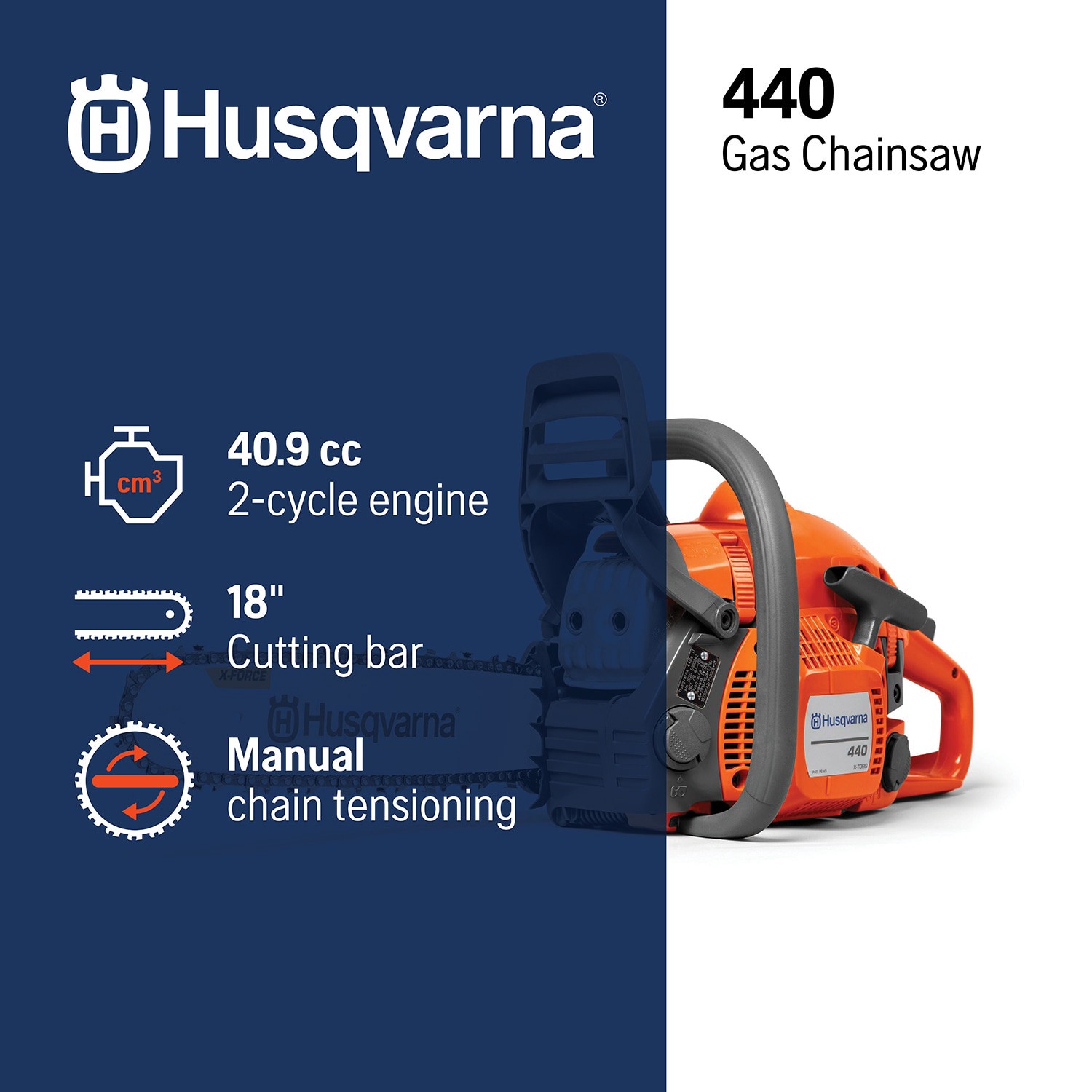 slide 2 of 6, Husqvarna 440 40.9-cc 2-cycle 18-in Gas Chainsaw, 1 ct