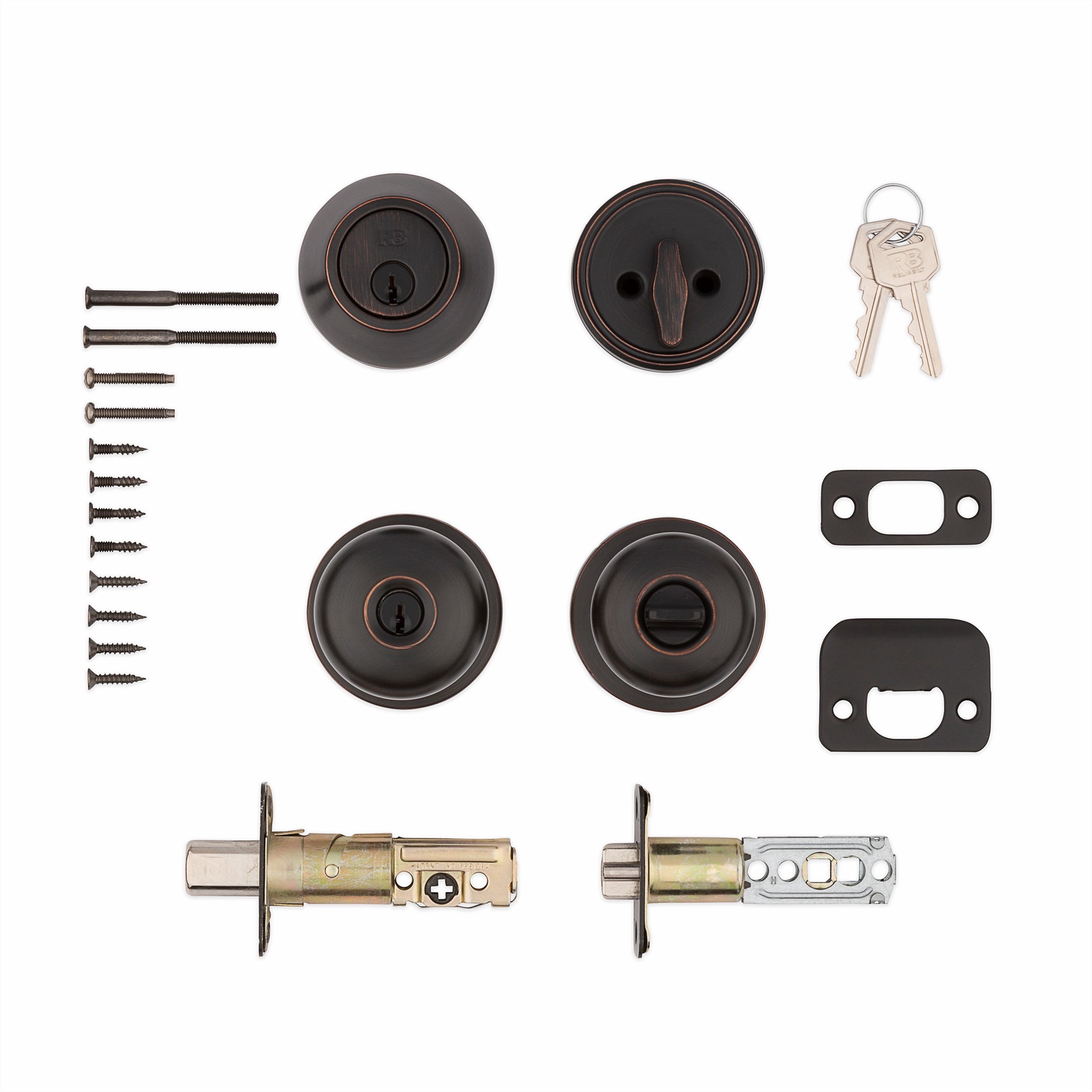 slide 2 of 6, RELIABILT Baron Antique Bronze Exterior Single-Cylinder Deadbolt and Keyed Entry Door Knob, 1 ct