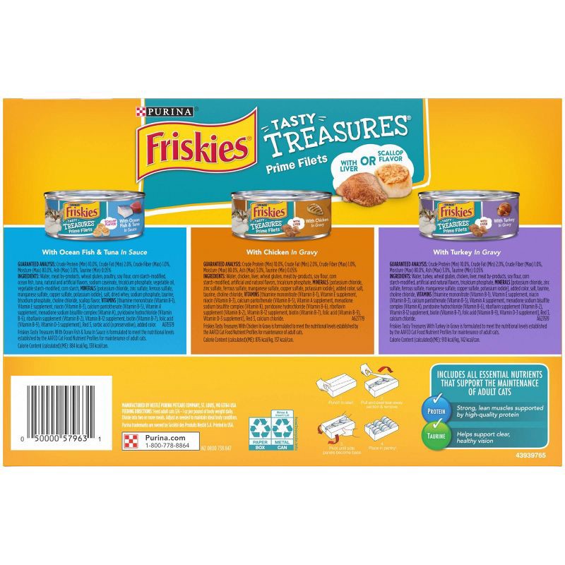 slide 2 of 14, Purina Friskies Tasty Treasures Prime Filets Ocean Fish, Chicken & Turkey Wet Cat Food - 5.5oz/12ct Variety Pack, 12 ct; 5.5 oz