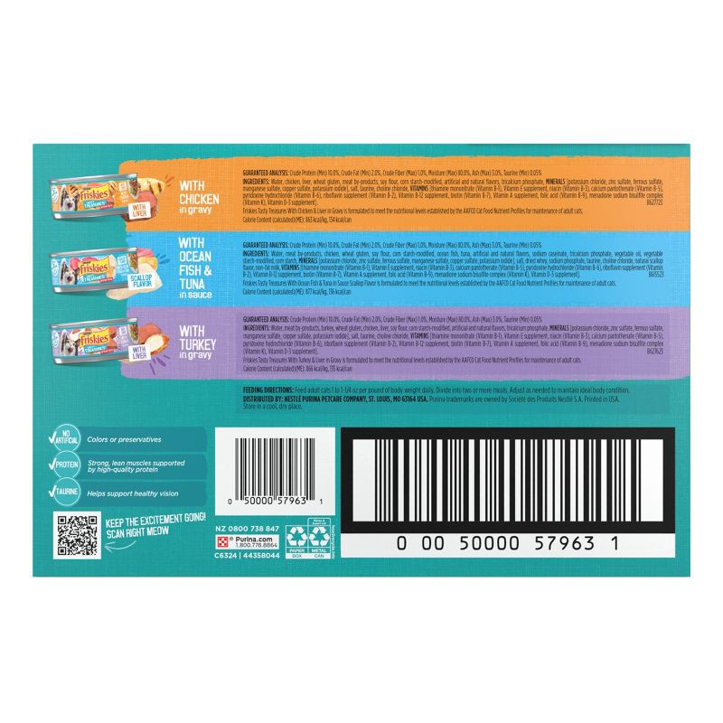 slide 3 of 14, Purina Friskies Tasty Treasures Prime Filets Ocean Fish, Chicken & Turkey Wet Cat Food - 5.5oz/12ct Variety Pack, 12 ct; 5.5 oz