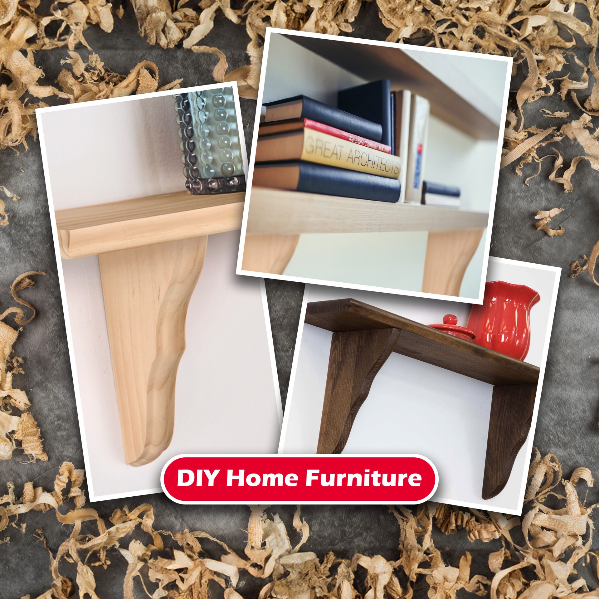 slide 5 of 6, Waddell 3/4-in x 5-in x 8-in Unfinished Pine Wood Unfinished Pine Clear Wood Paintable/Stainable Corbel, 1 ct