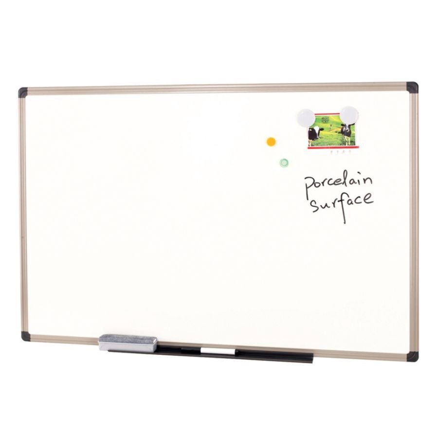 slide 2 of 2, FORAY Porcelain Magnetic Dry-Erase Board, 48" X 36", White Board, Aluminum Frame With Gray Plastic Corners, 1 ct