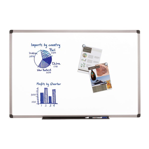 slide 1 of 2, FORAY Porcelain Magnetic Dry-Erase Board, 48" X 36", White Board, Aluminum Frame With Gray Plastic Corners, 1 ct