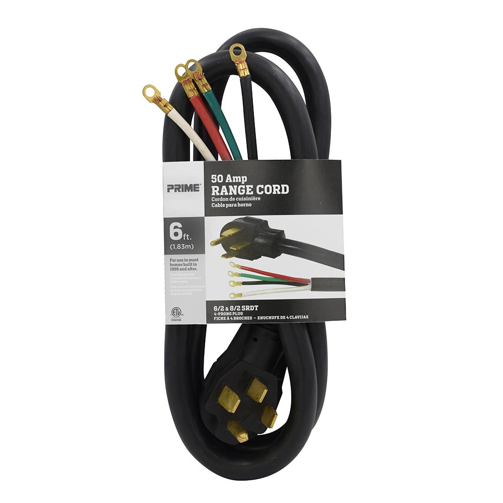 slide 1 of 1, Utilitech Range Cord 6-ft 50 -Amp 4 -Prong Black Range Appliance Power Cord, 1 ct