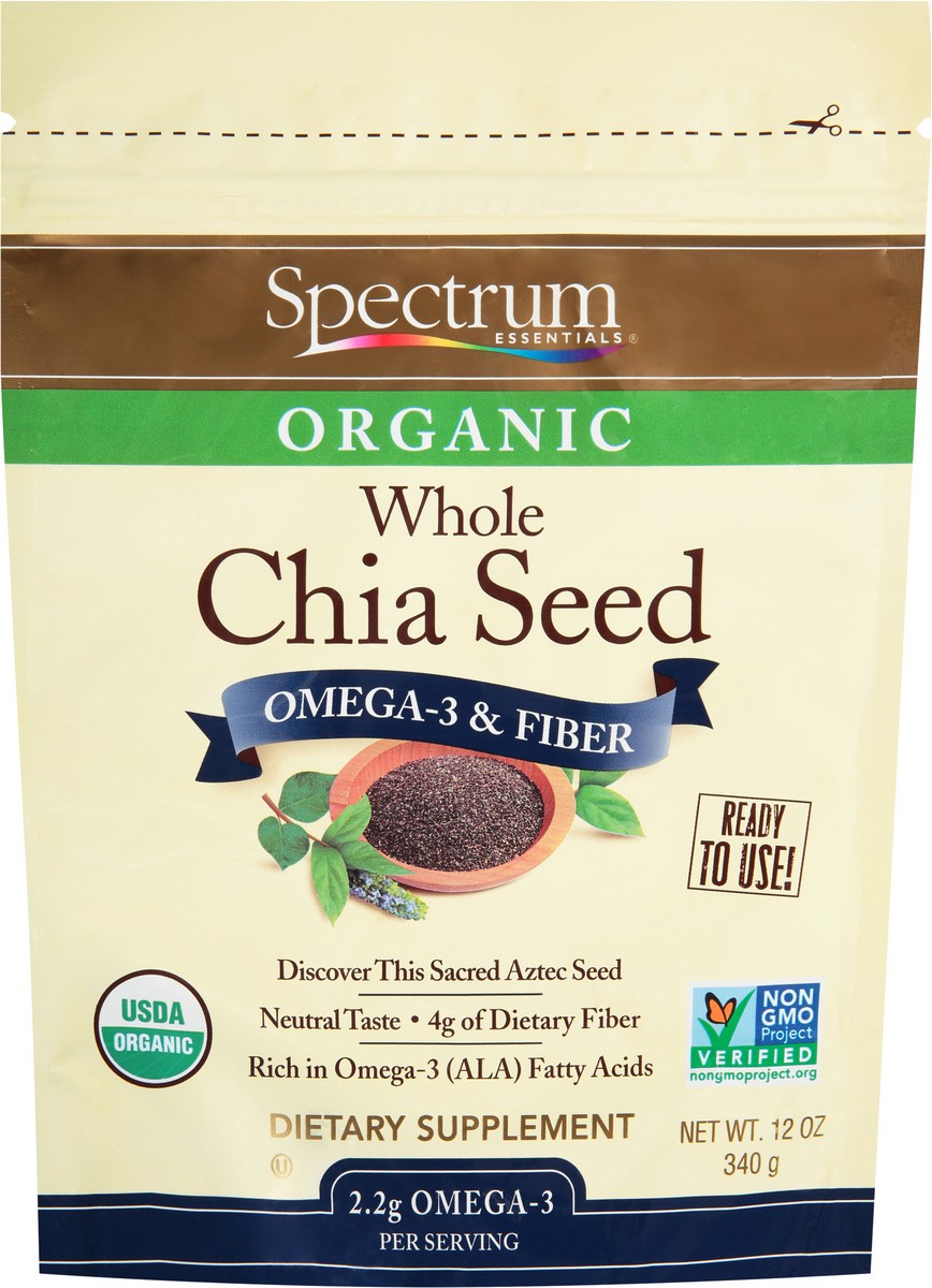 slide 3 of 10, Spectrum Essentials Organic Whole Chia Seed Dietary Supplement 12 oz. Pouch, 12 oz