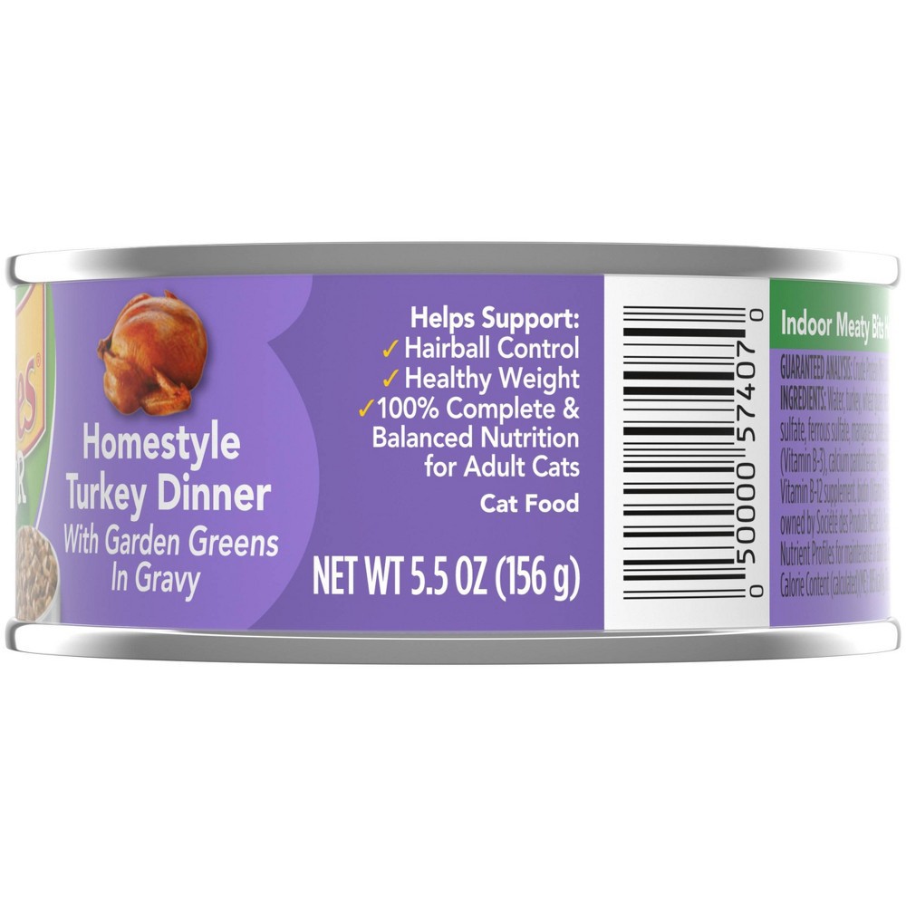 slide 3 of 4, Purina Friskies Indoor Wet Cat Food Meaty Bits Homestyle Turkey Dinner with Garden Greens In Gravy, 5.5 oz