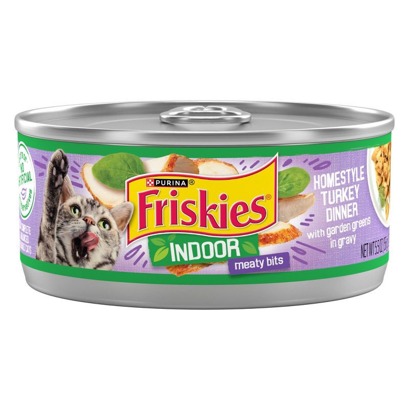 slide 1 of 14, Purina Friskies Indoor Wet Cat Food Meaty Bits Homestyle Turkey Dinner with Garden Greens In Gravy - 5.5oz, 5.5 oz
