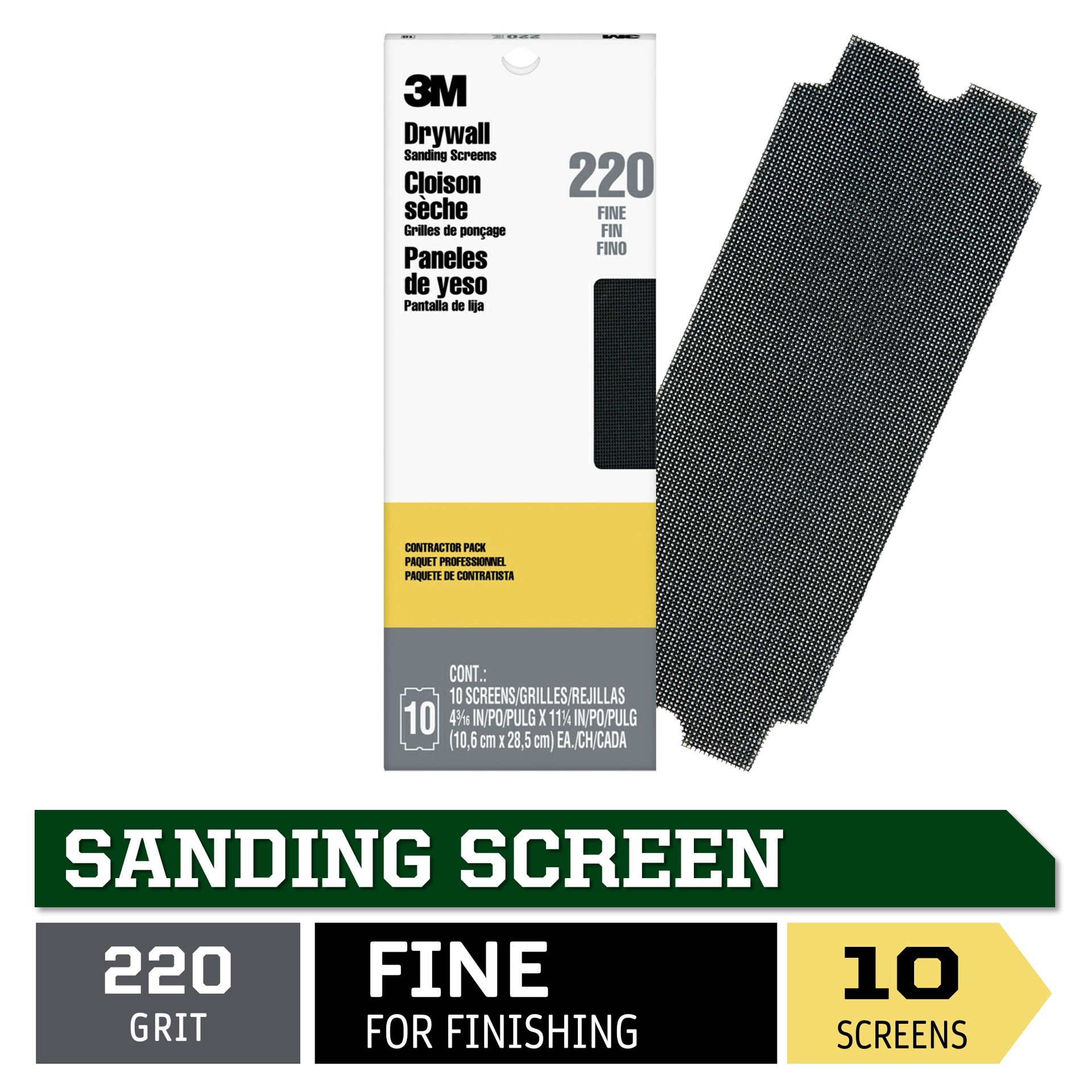slide 1 of 6, 3M Wet or Dry Fine 220 -Grit Screen Sandpaper 4-in W x 4.313-in L 10 -Pack, 1 ct