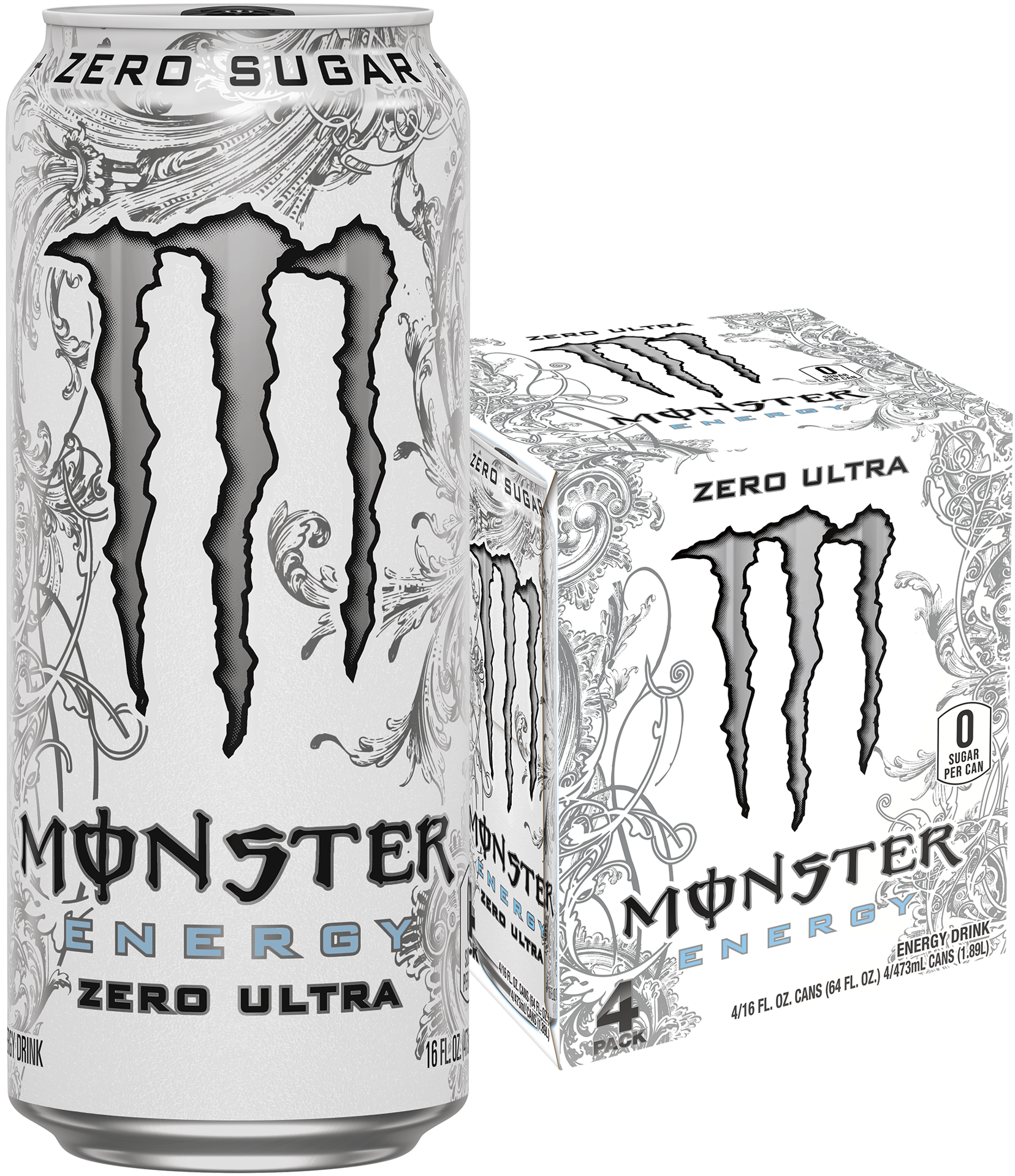 slide 1 of 5, MONSTER ENERGY 4 -Pack 16 - fl oz Zero Ultra Energy Drink, 1 ct