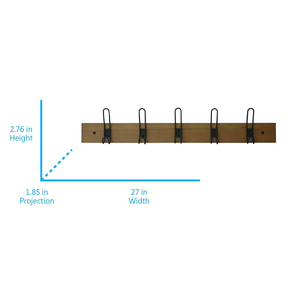 slide 2 of 6, allen + roth 5 -Hook 27.01-in x 2.76-in H Brown Decorative Wall Hook ( 35-lb Capacity), 1 ct