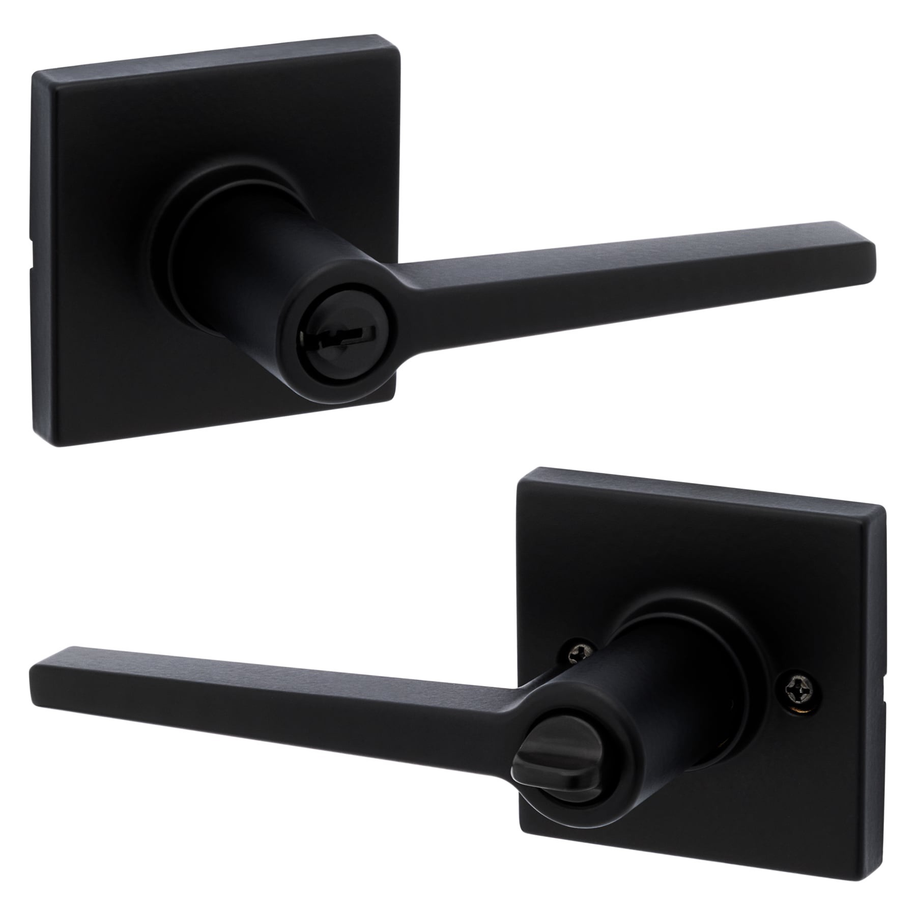 slide 1 of 6, RELIABILT Dallas Matte Black Exterior Keyed Entry Door Handle, 1 ct