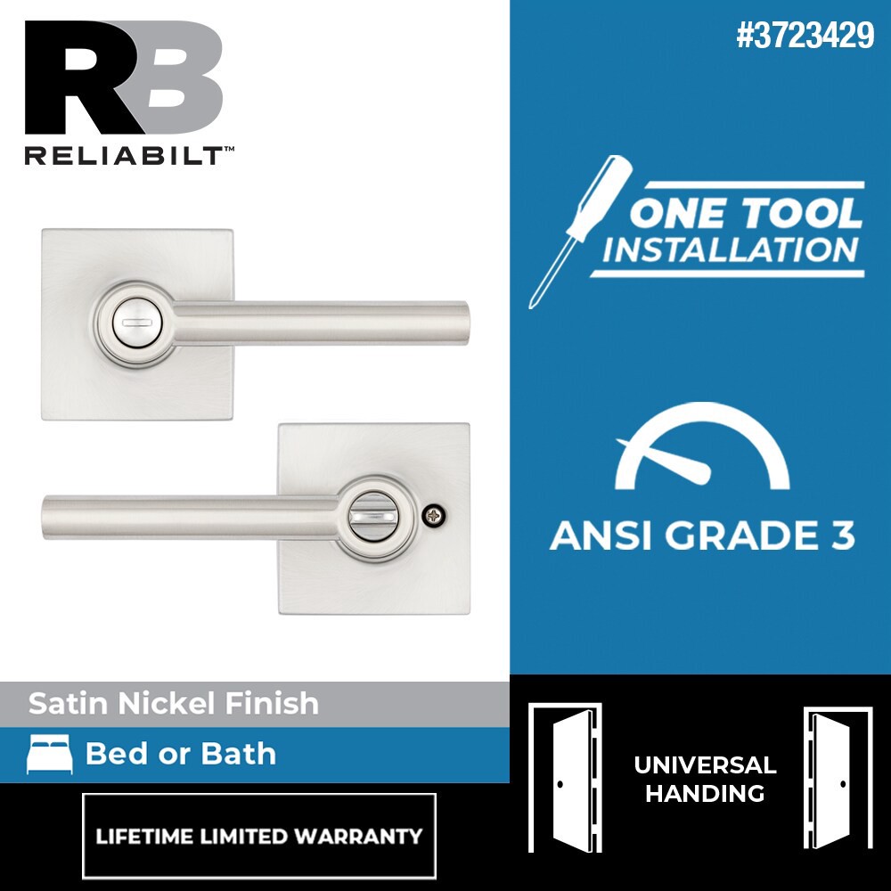 slide 2 of 6, RELIABILT Ashwood Satin Nickel Interior or Bed/Bath Privacy Door Handle, 1 ct