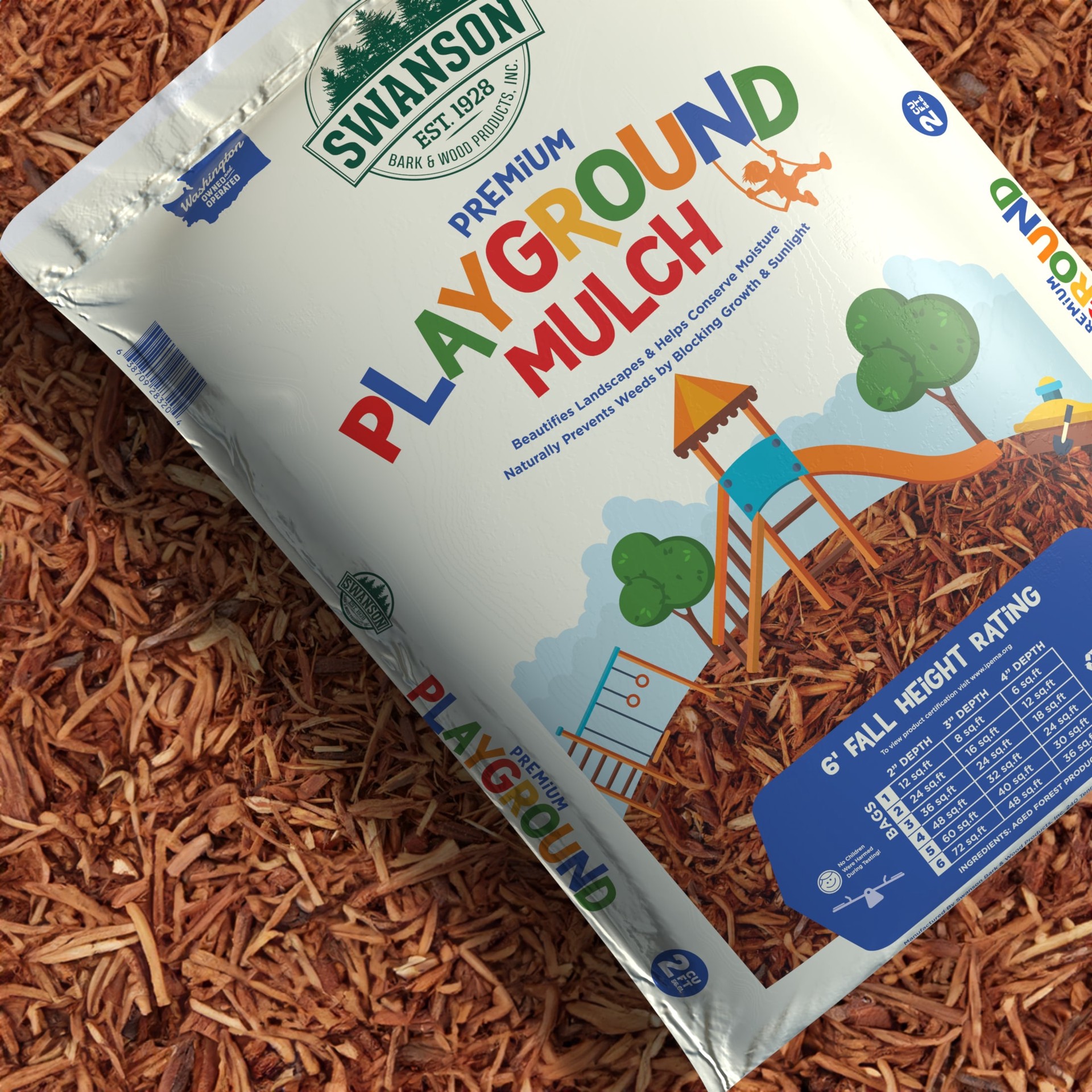 slide 3 of 3, 2-cu ft Brown Pine Playground Mulch, 1 ct