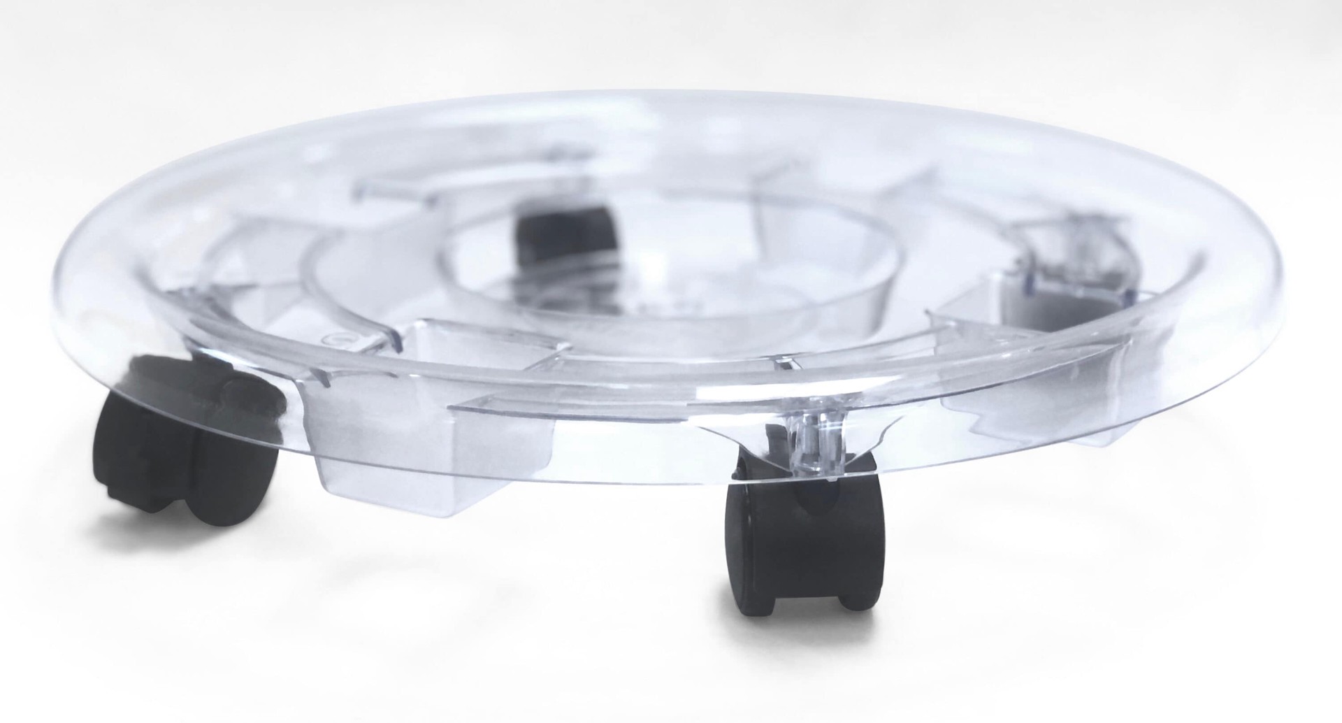 slide 4 of 6, Style Selections 16-in L x 16-in D x 3.34-in H Clear Plant Caddy, 1 ct