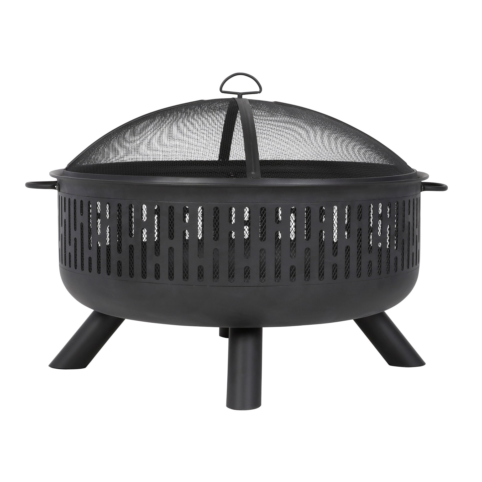 slide 3 of 6, allen + roth 31.5-in W Steel Round Portable Wood-Burning Fire Pit, 1 ct